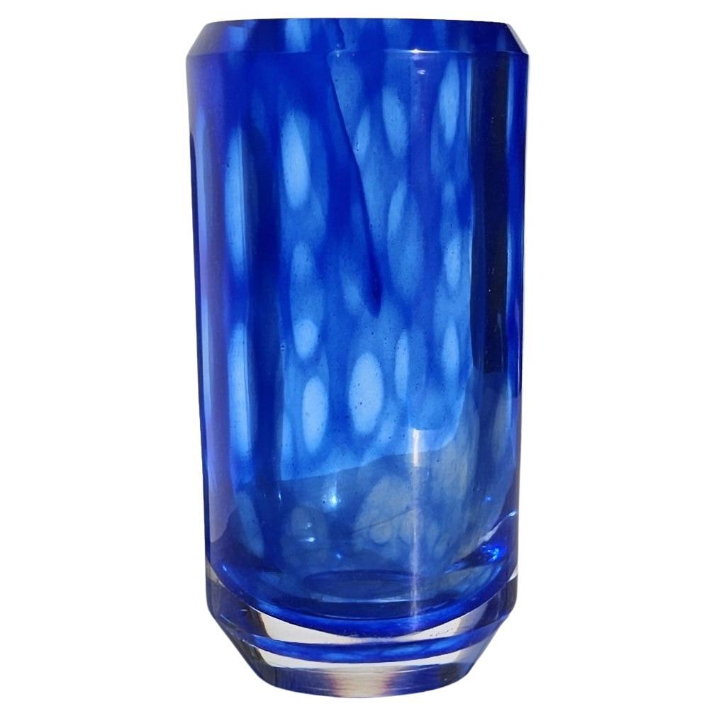 Vicke Lindstrand 'Colora' series for Kosta, Modernist Lapis and Cobalt Blue Vase For Sale