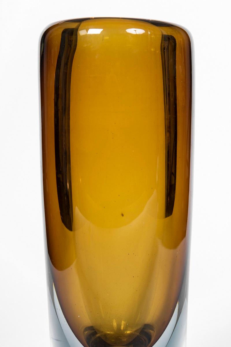 Swedish Vicke Lindstrand, Colored and Transparent Glass Vase, 1970