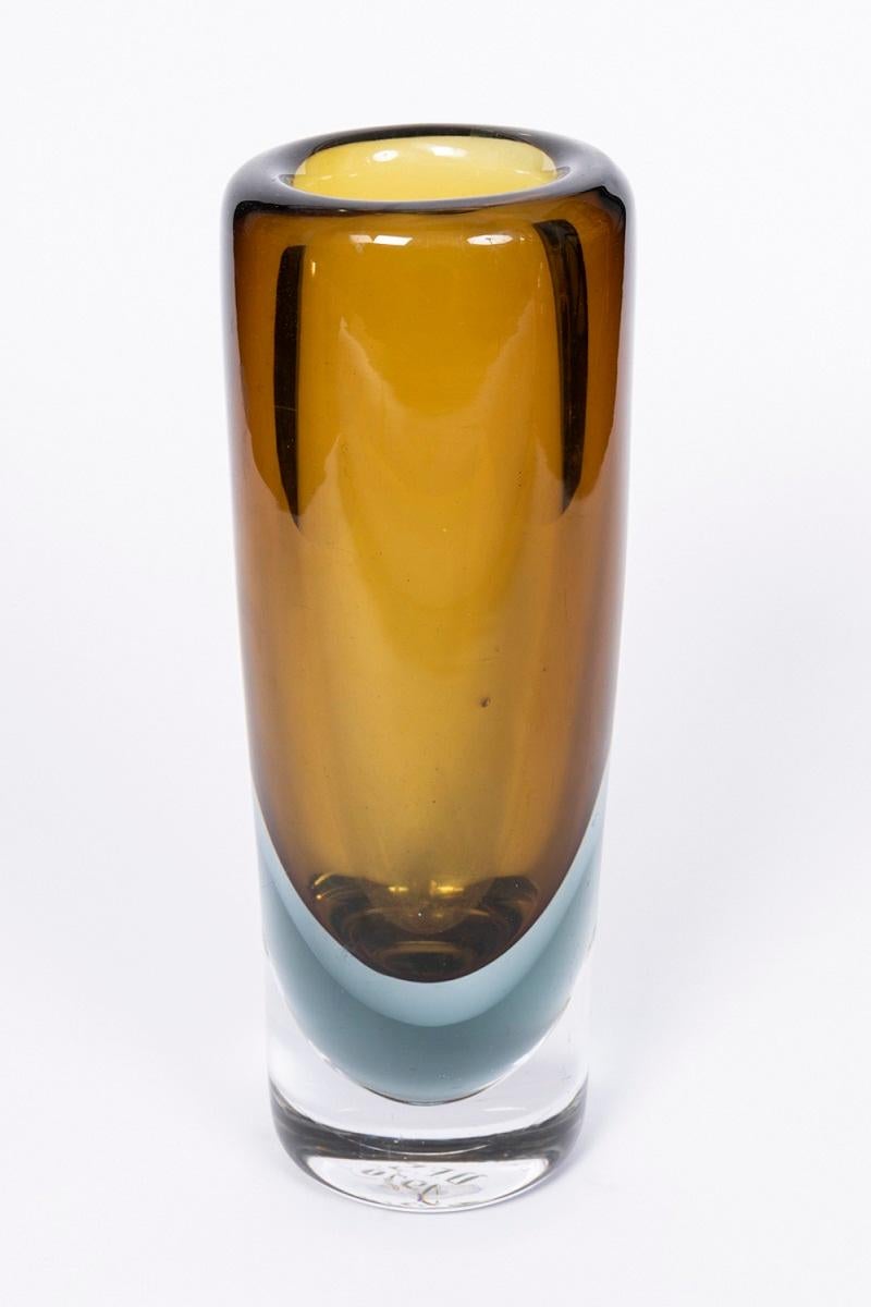 Vicke Lindstrand, Colored and Transparent Glass Vase, 1970 In Good Condition In Saint-Ouen, FR