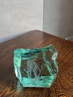 Scultura in vetro “Cervo” di Vicke Lindstrand per Kosta Boda, Svezia, 1960 circa