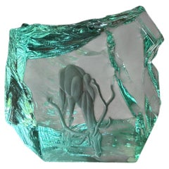 Scultura in vetro “Cervo” di Vicke Lindstrand per Kosta Boda, Svezia, 1960 circa