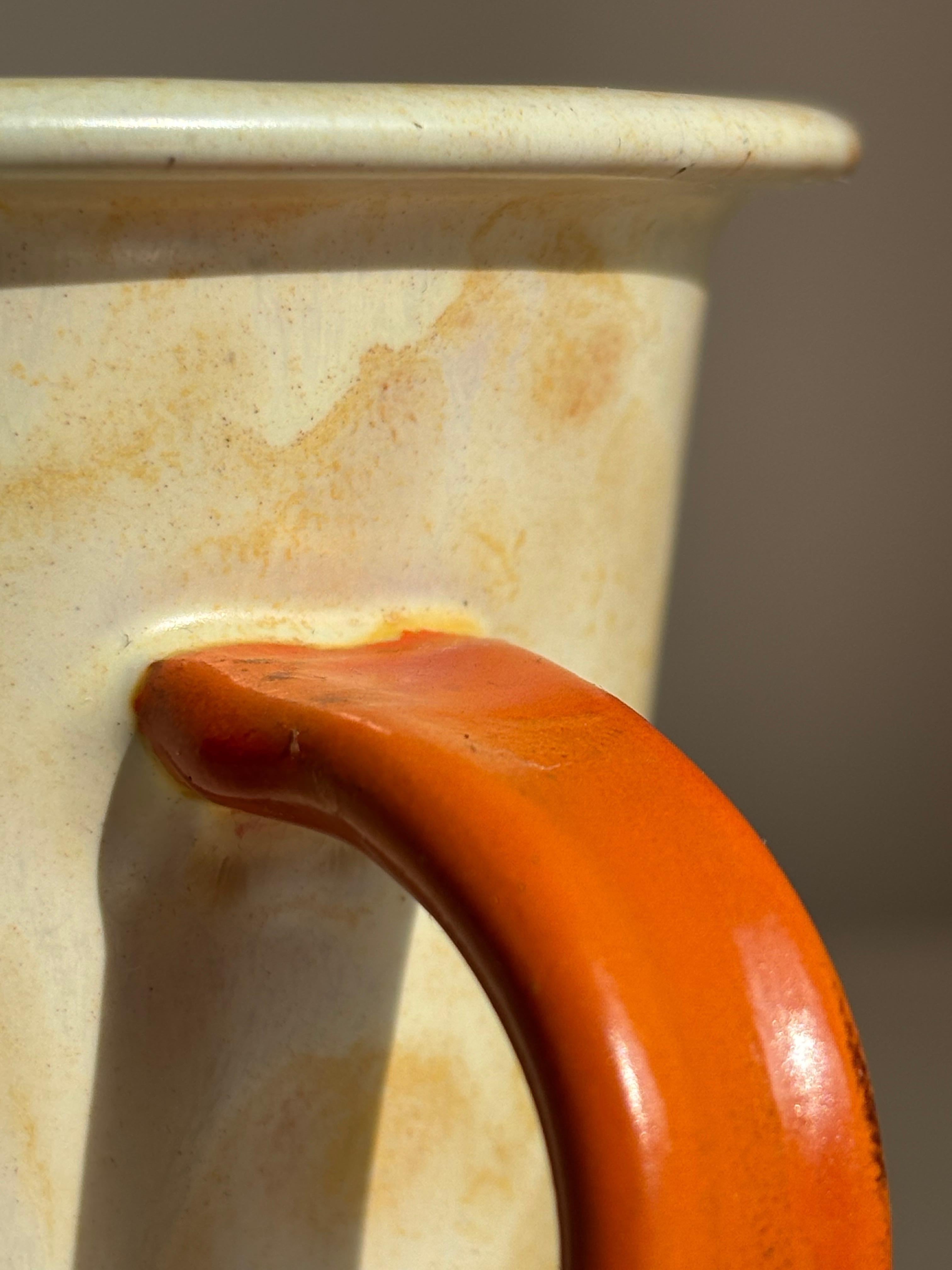 Art Nouveau Vicke Lindstrand Dusty Yellow Ceramic Vase, Upsala Ekeby, Sweden, 1940s For Sale