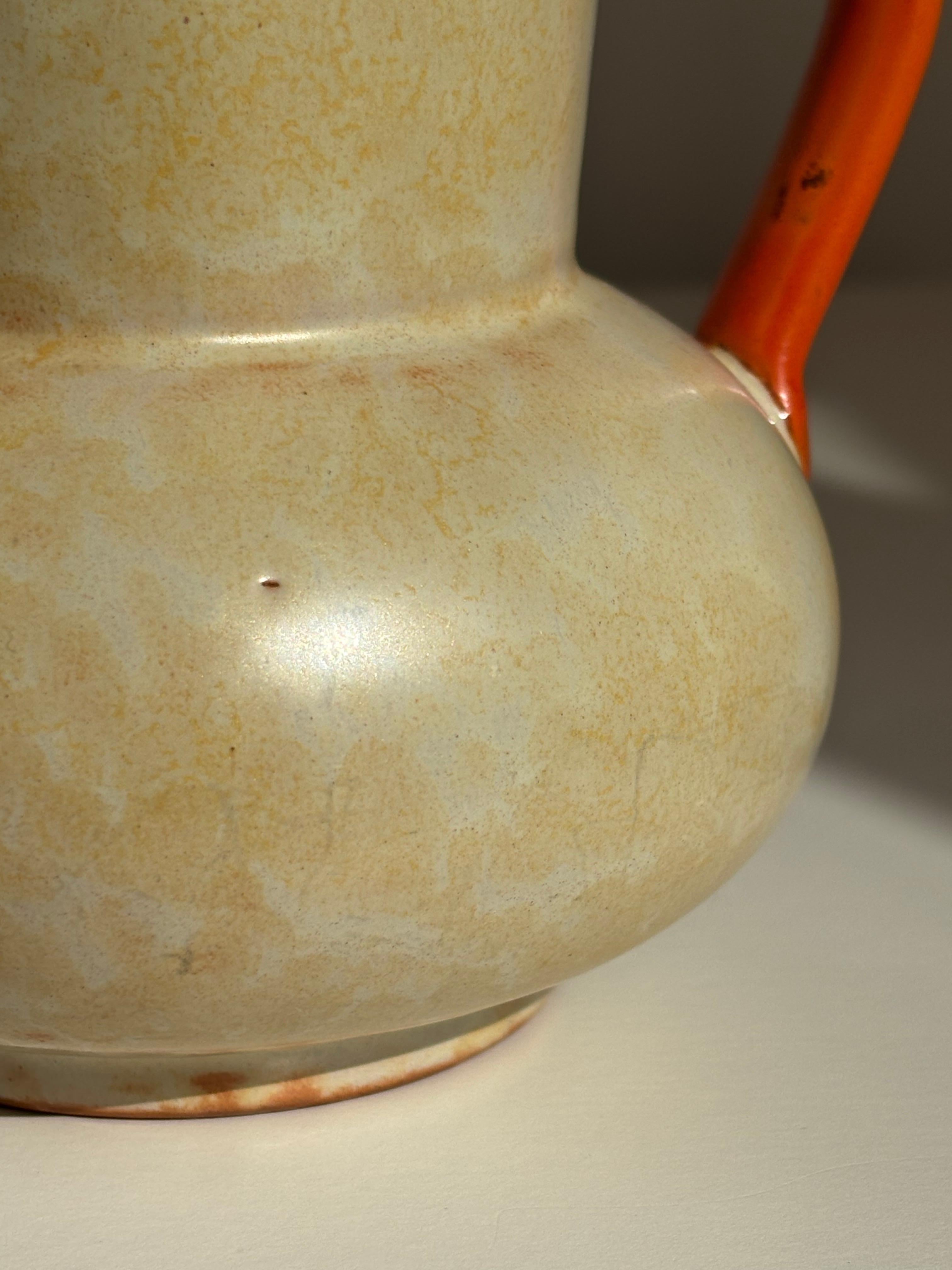 20th Century Vicke Lindstrand Dusty Yellow Ceramic Vase, Upsala Ekeby, Sweden, 1940s For Sale