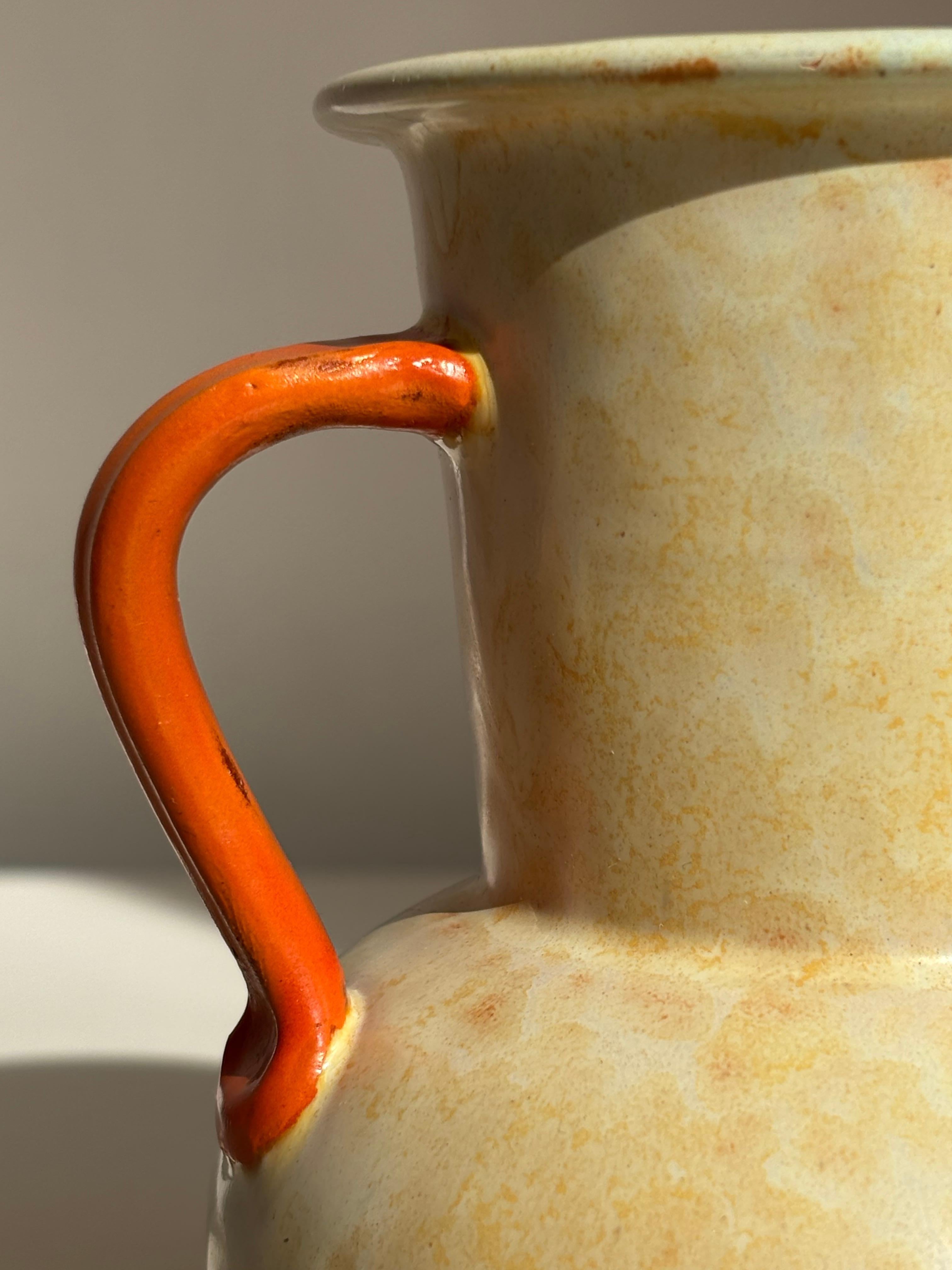 Vicke Lindstrand Dusty Yellow Ceramic Vase, Upsala Ekeby, Sweden, 1940s For Sale 2