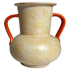Vicke Lindstrand Dusty Yellow Ceramic Vase, Upsala Ekeby, Sweden, 1940s