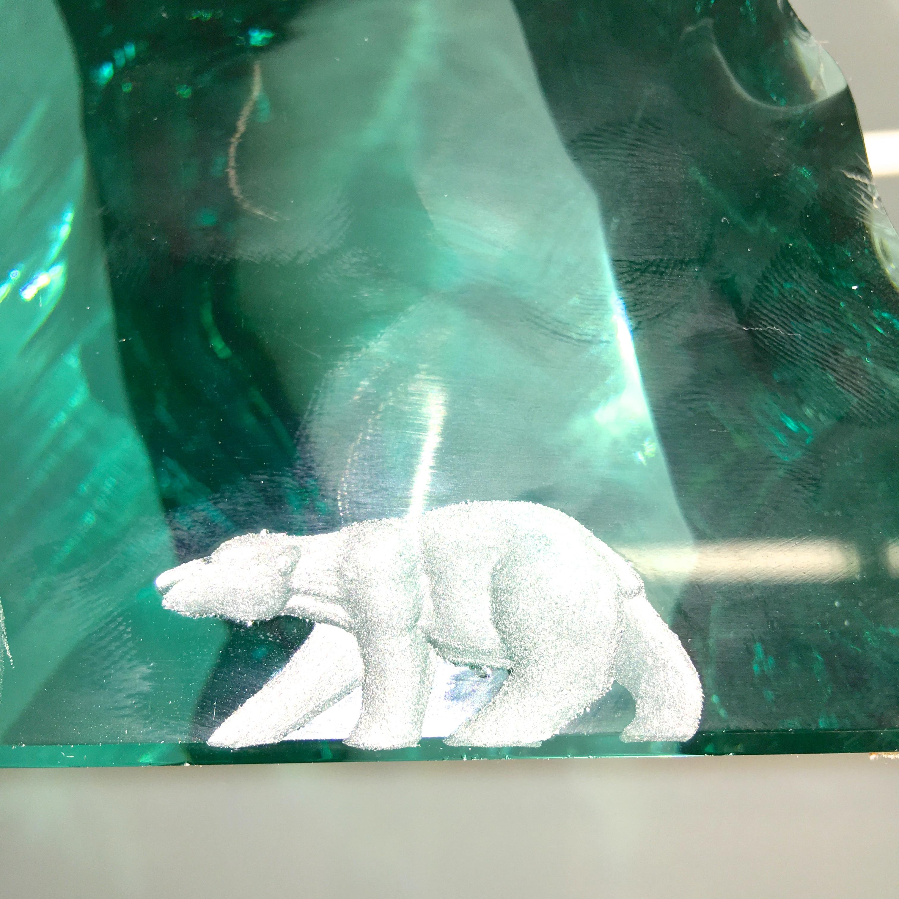 Vicke Lindstrand for Kosta Boda Art Glass Sculpture with Polar Bears 1