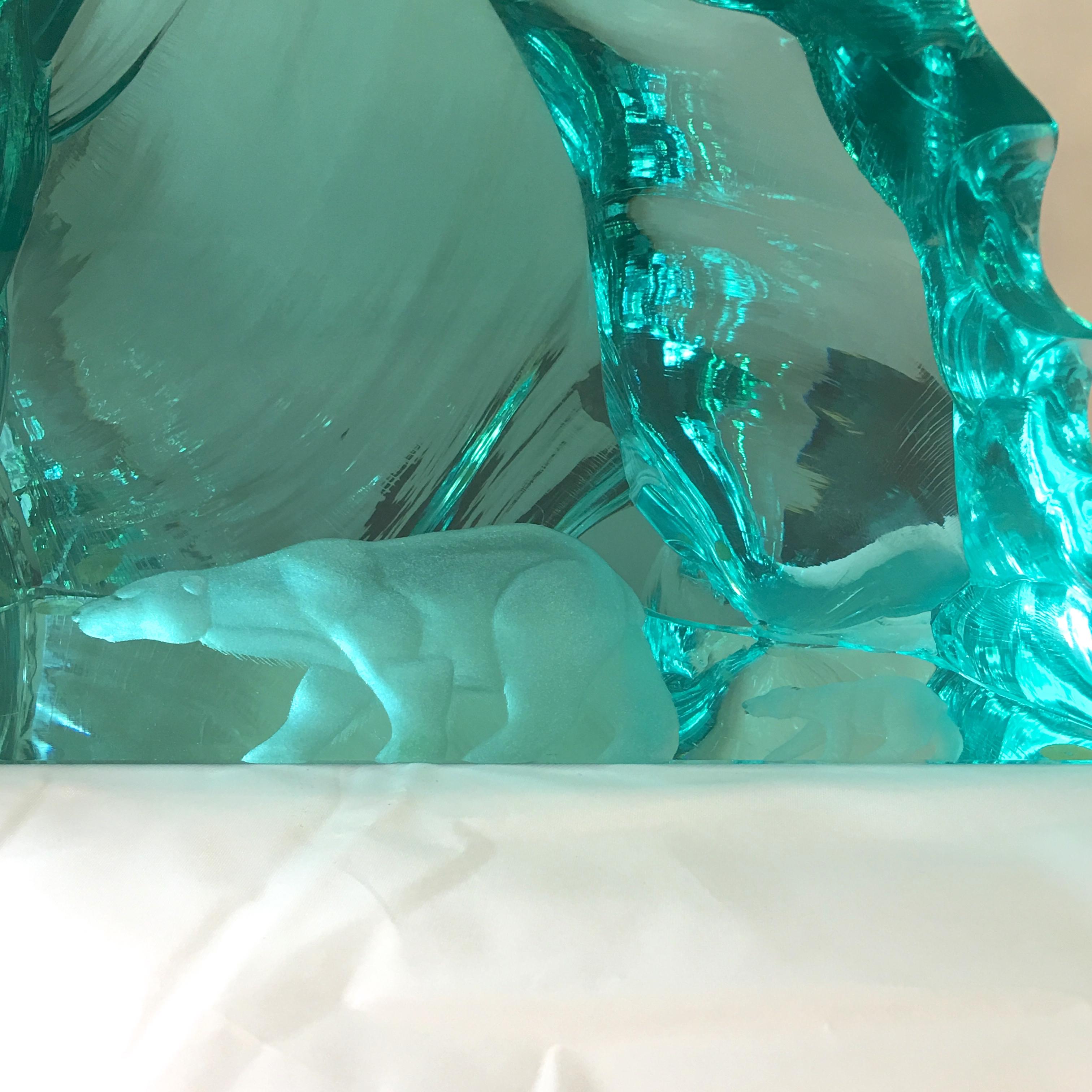 Vicke Lindstrand for Kosta Boda Art Glass Sculpture with Polar Bears 8