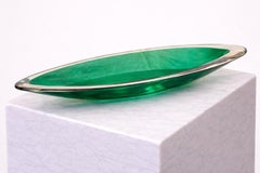 Vicke Lindstrand for Kosta Emerald Green Art Glass Centerpiece Bowl, Sweden 1950