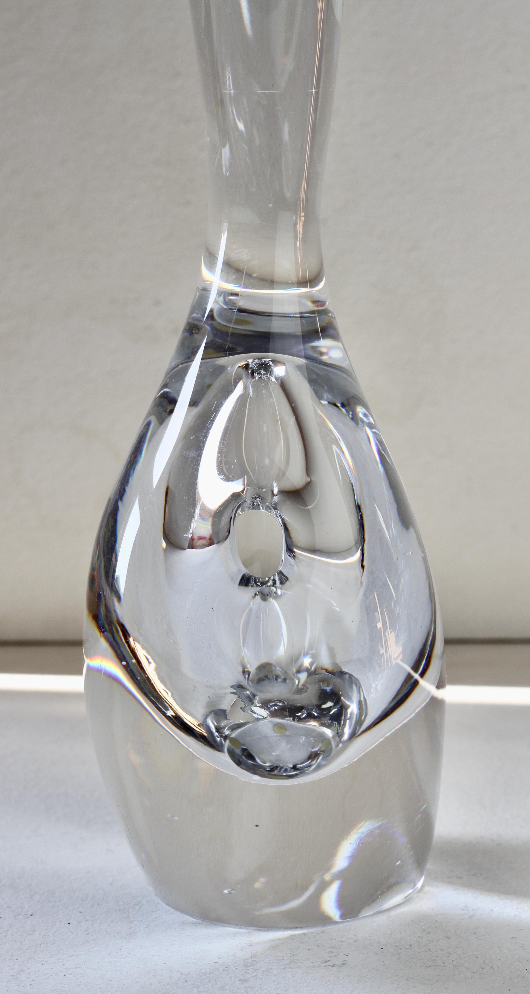 Vicke Lindstrand pour Kosta Glasbruk, 1950, grand vase en verre à deux trous 