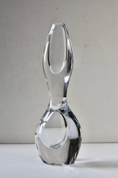 Vicke Lindstrand for Kosta Glasbruk 1950s Tall Double hole Glass Vase '1483'