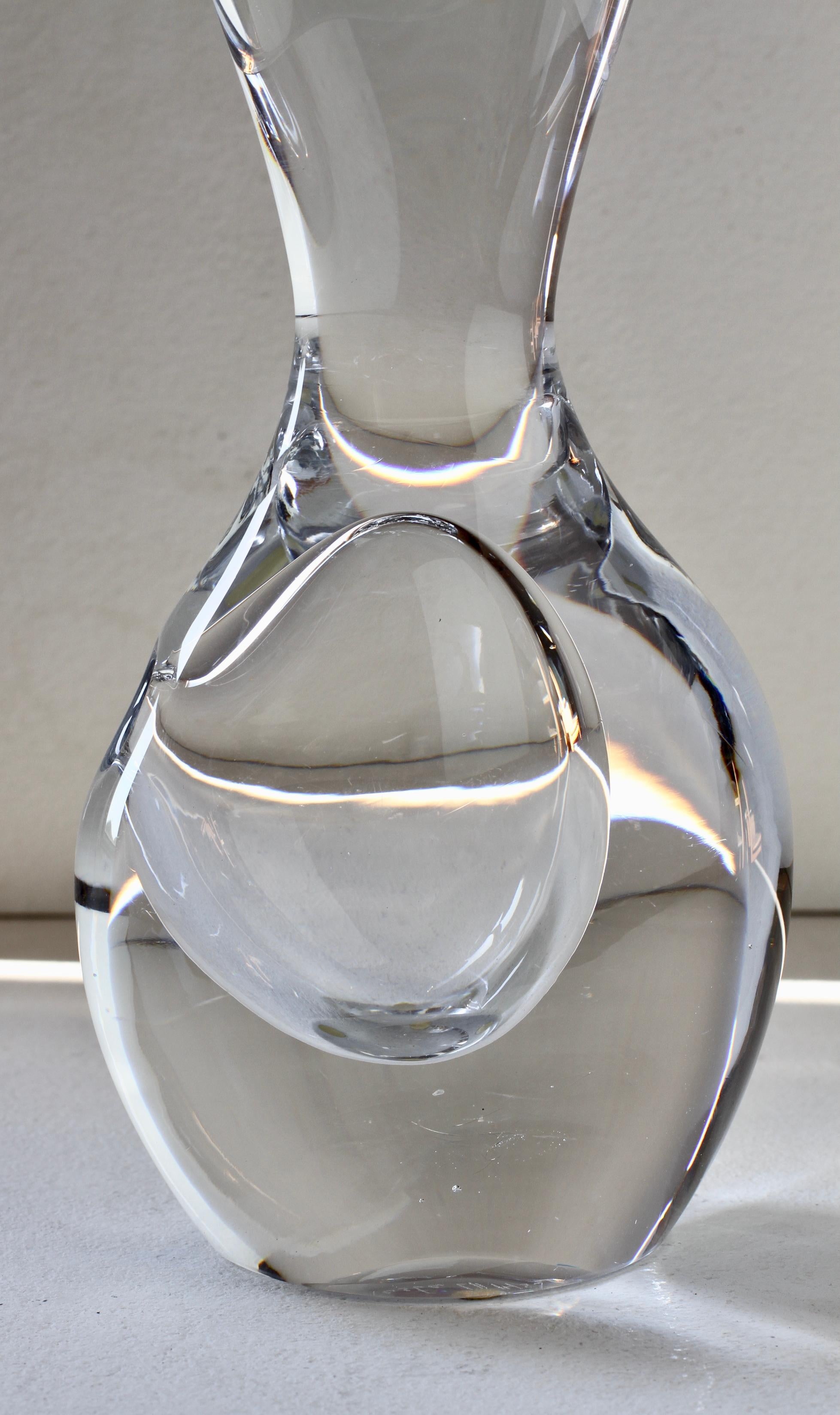 Vicke Lindstrand pour Kosta Glasbruk, 1950, grand vase en verre à deux trous 