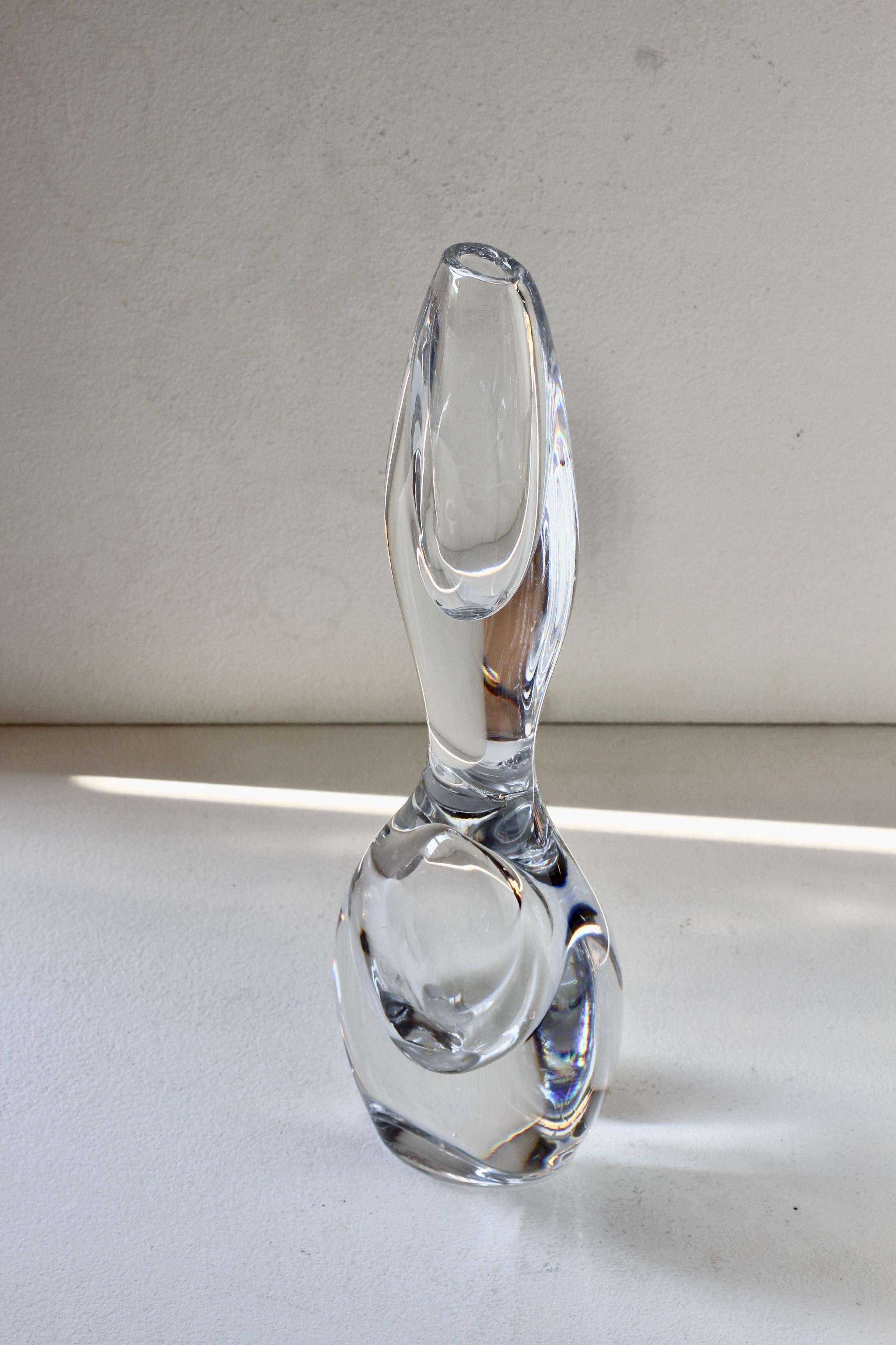 Mid-Century Modern Vicke Lindstrand pour Kosta Glasbruk, 1950, grand vase en verre à deux trous 