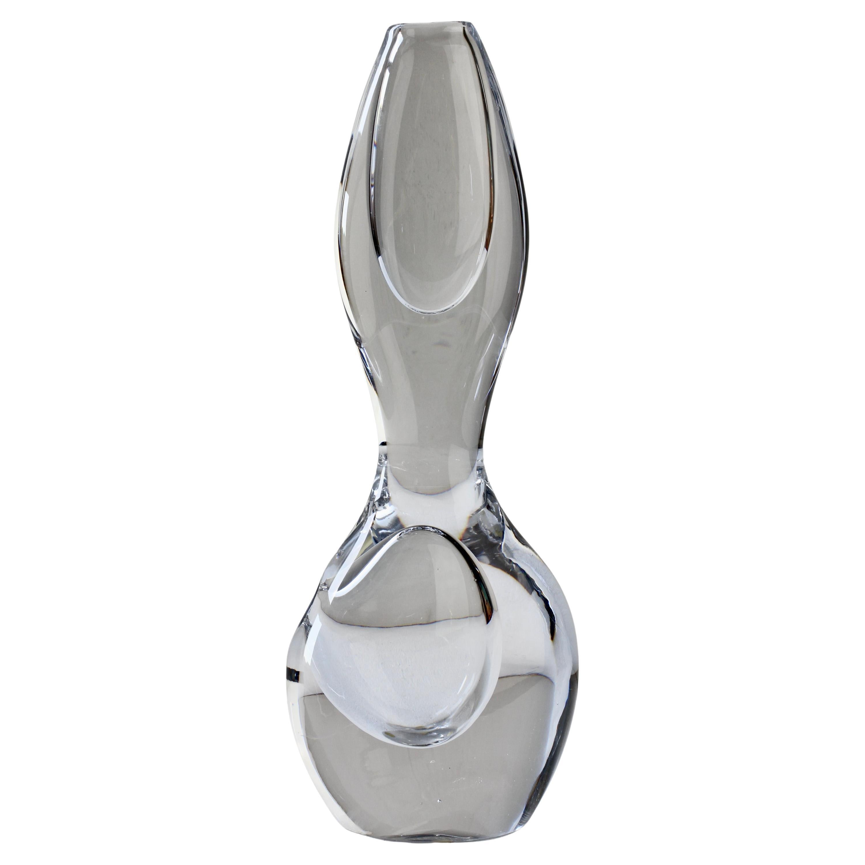 Vicke Lindstrand for Kosta Glasbruk 1950s Tall Double hole Glass Vase '1483'
