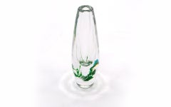 Vicke Lindstrand for Kosta Seaweed Glass Vase, Green Art Glass, Sweden, 1950s