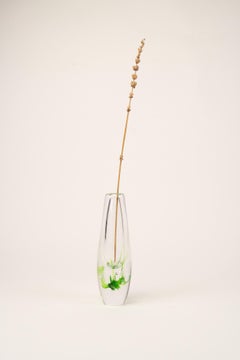 Vicke Lindstrand for Kosta “Seaweed” Mouthblown Crystal Glass Vase, Sweden