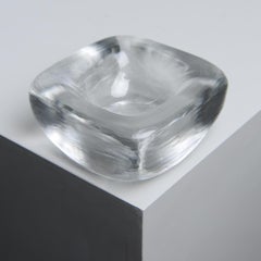 Ciotola scultorea in vetro artistico "Platina" di Vicke Lindstrand per Orrefors, Svezia, anni '50