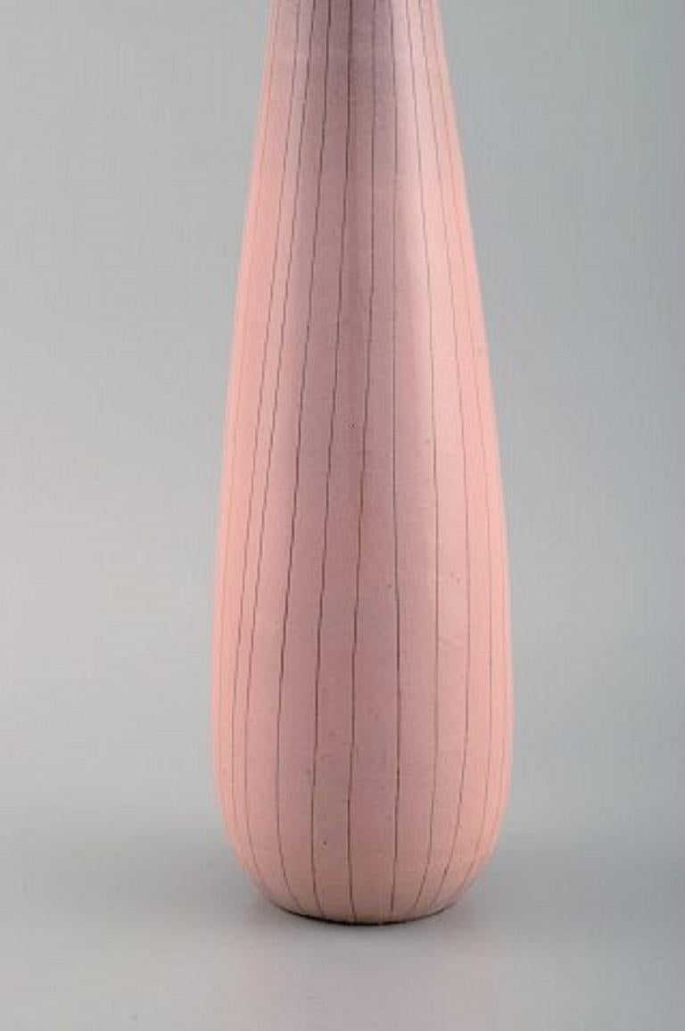 Swedish Vicke Lindstrand for Upsala-Ekeby, Vase in Glazed Ceramics with Vertical Stripes
