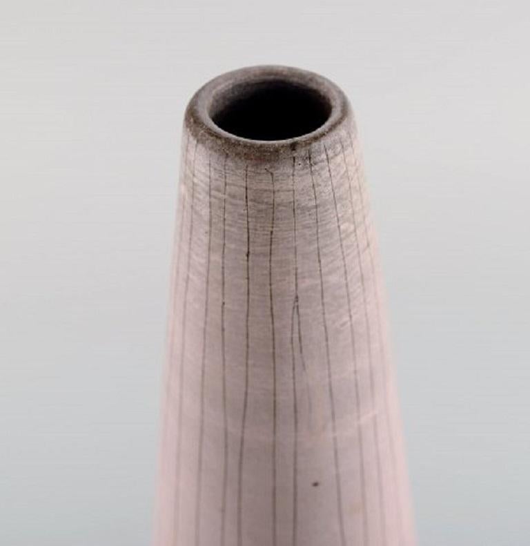 Vicke Lindstrand for Upsala-Ekeby, Vase in Glazed Ceramics with Vertical Stripes In Excellent Condition In Copenhagen, DK