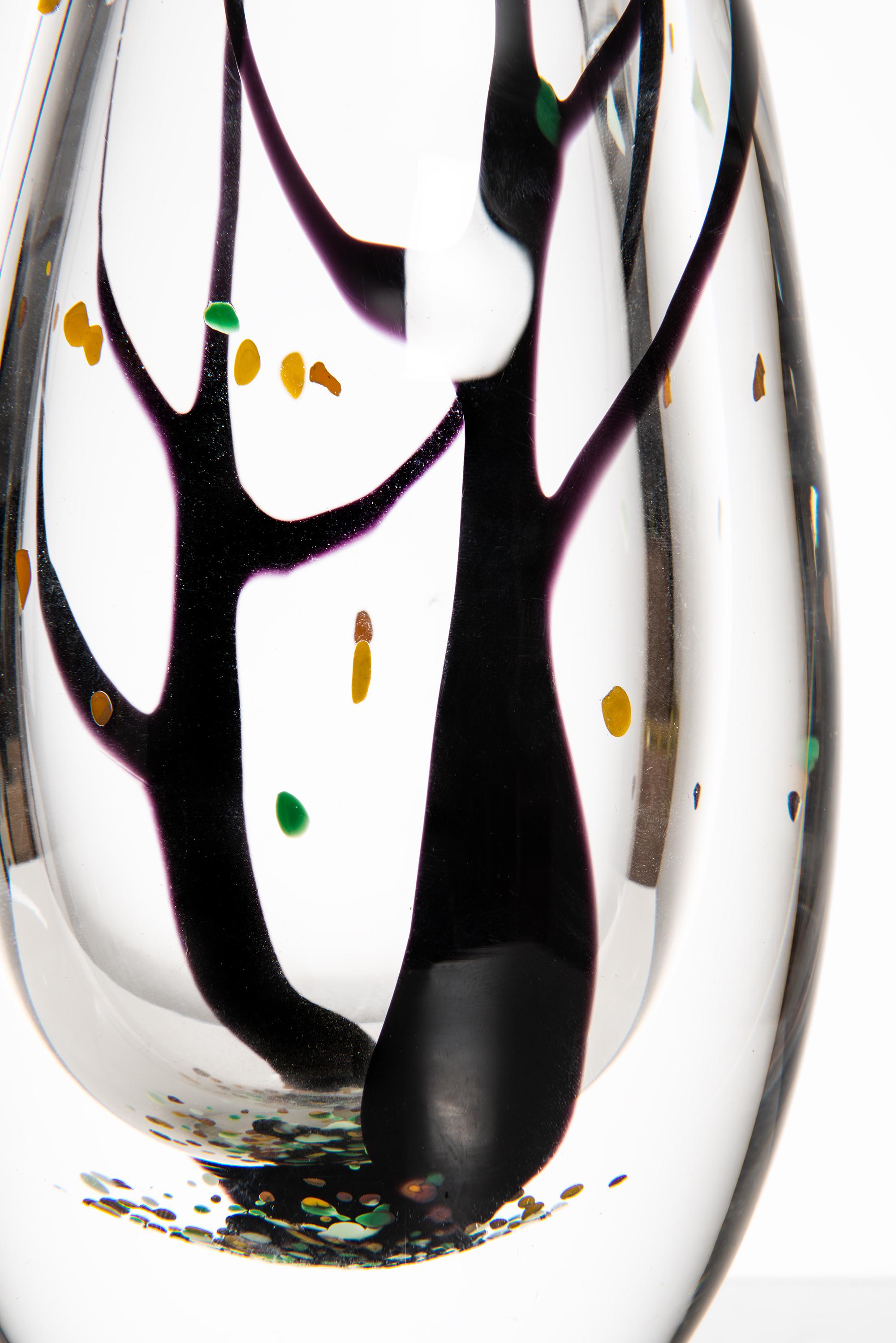 Glass vase autumn designed by Vicke Lindstrand. Produced by Kosta in Sweden.