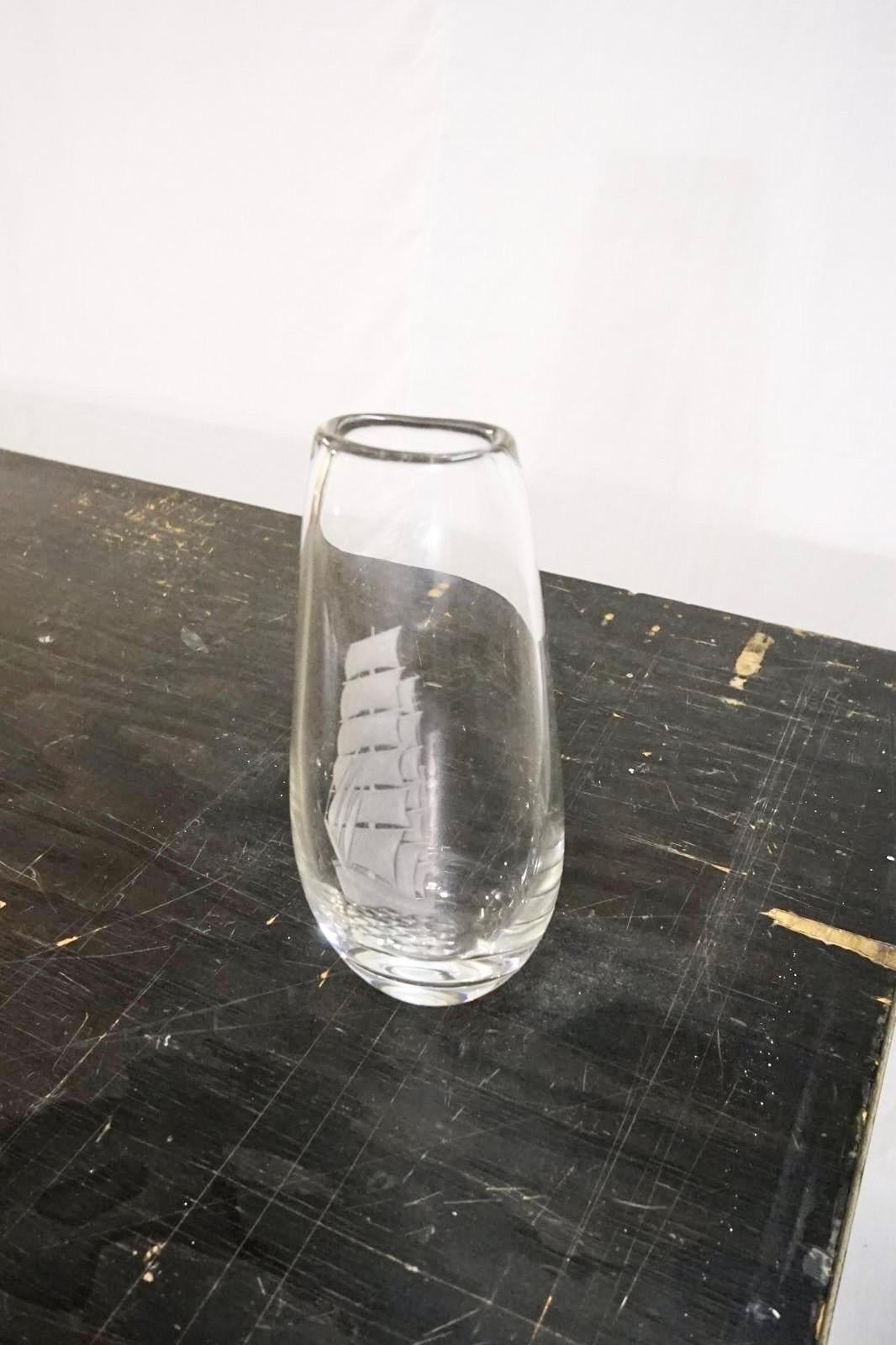 Swedish Vicke Lindstrand Glass Vase Produced by Kosta 1950’s
