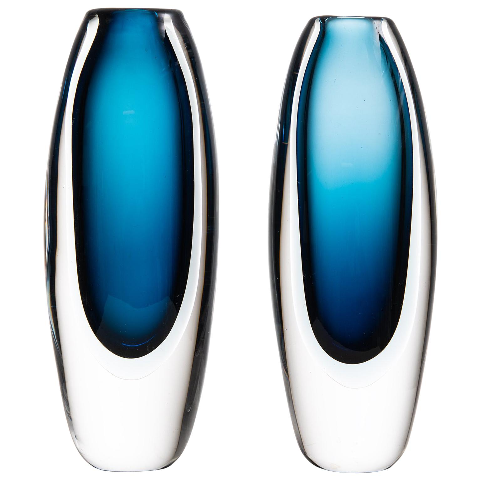 Vicke Lindstrand Glass Vases Produced by Kosta in Sweden For Sale