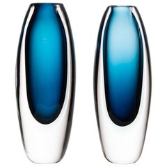 Vicke Lindstrand Glass Vases Produced by Kosta in Sweden