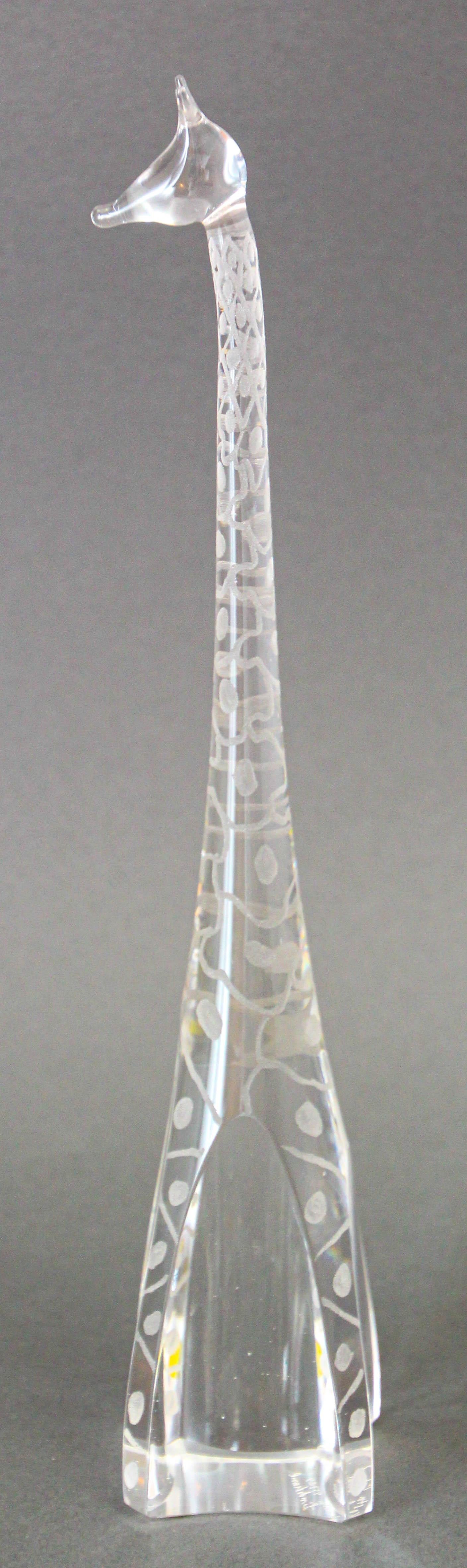 Vicke Lindstrand Kosta Boda Giraffen-Skulptur aus Kunstglas, Schweden 6