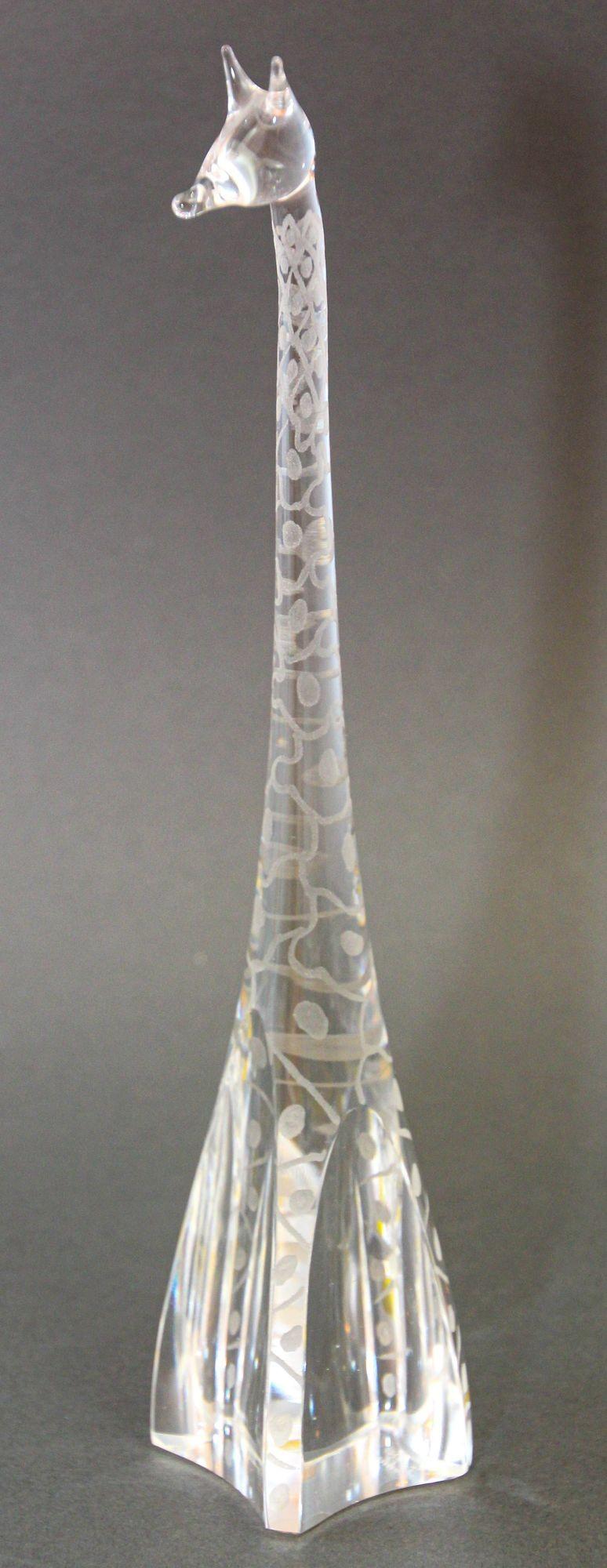 Vicke Lindstrand Kosta Boda Giraffen-Skulptur aus Kunstglas, Schweden (Radiert)