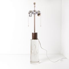 Vicke Lindstrand, Kosta, Solid Glass Lamp with Bubbles, Scandinavian Modern