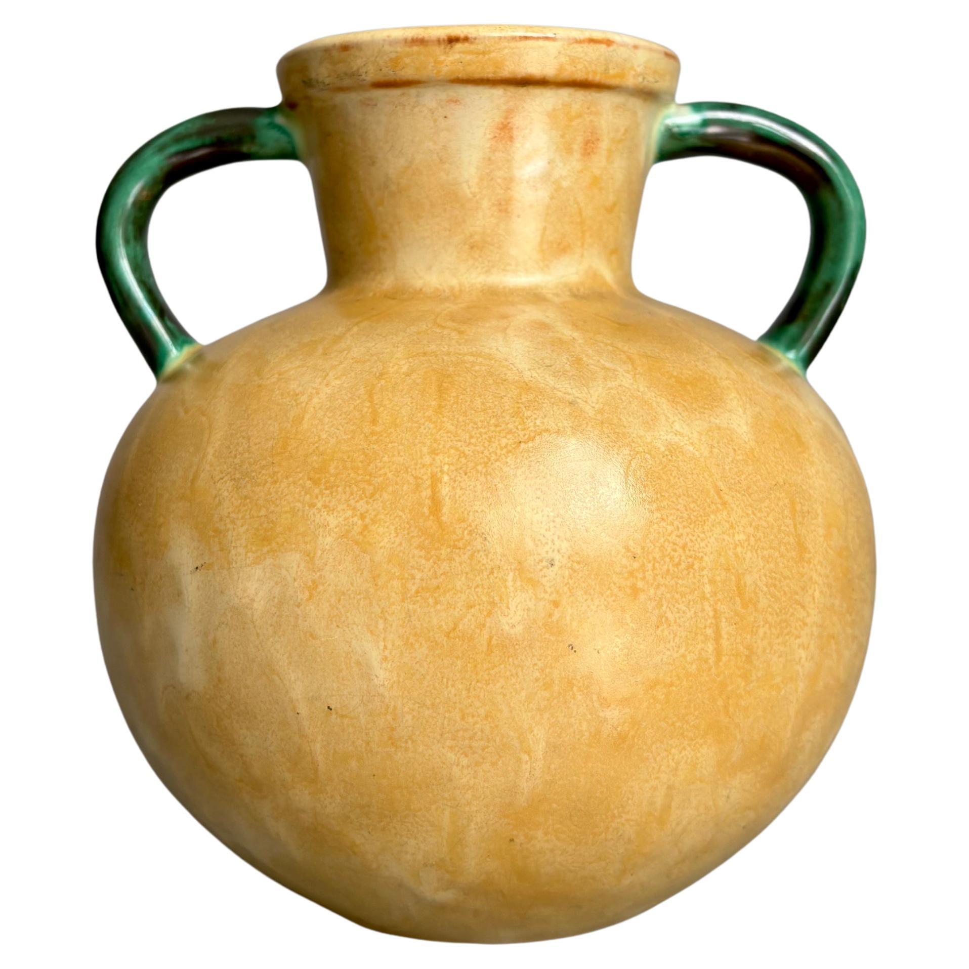 Vicke Lindstrand Marbled Yellow Ceramic Vase, Upsala Ekeby, Sweden, 1940s For Sale
