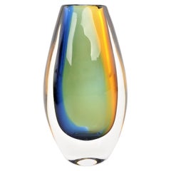 Vicke Lindstrand Mid-Century Modern Sommerso Art Glass Vase for Kosta of Sweden