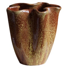 Vicke Lindstrand, Organic Vase, Glazed Stoneware, Upsala-Ekeby, Sweden, 1940s