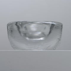 Ciotola in vetro trasparente moderna di metà secolo di Vicke Lindstrand per Orrefors