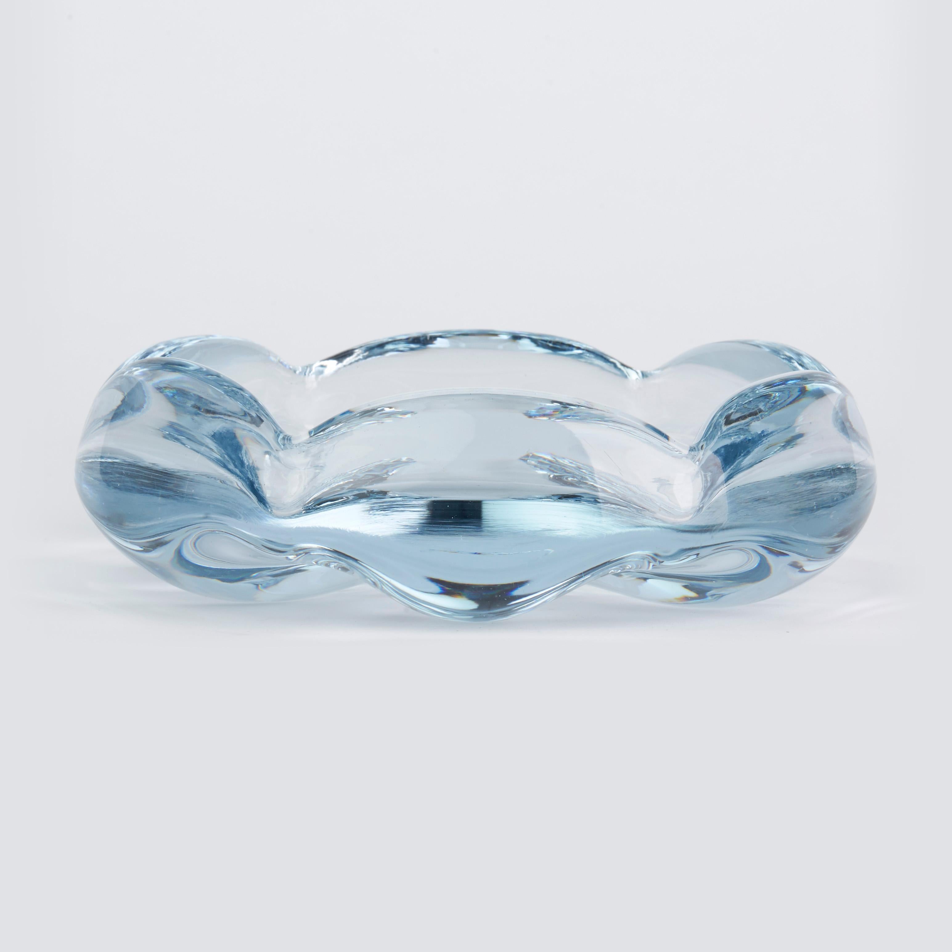 Vicke Lindstrand Orrefors Swedish Stella Polaris Blue Art Glass Bowl, 1950 1