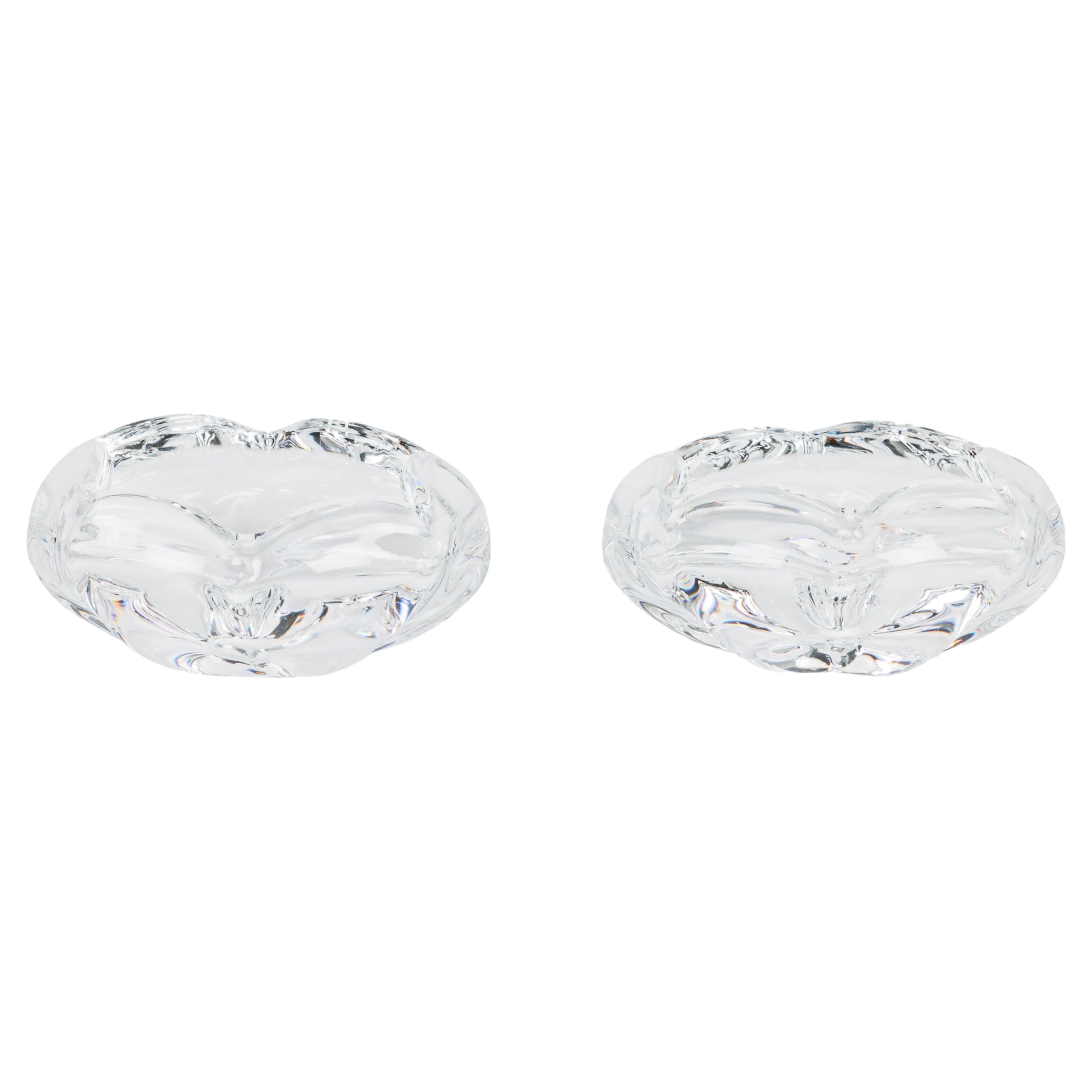 Vicke Lindstrand Pair Orrefors Stella Polaris Small Crystal Glass Bowls For Sale