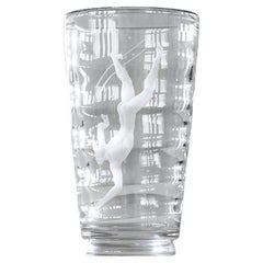 Vicke Lindstrand Rare and Large 'Dykare' Vase in Etched Glass for Orrefors 1930s