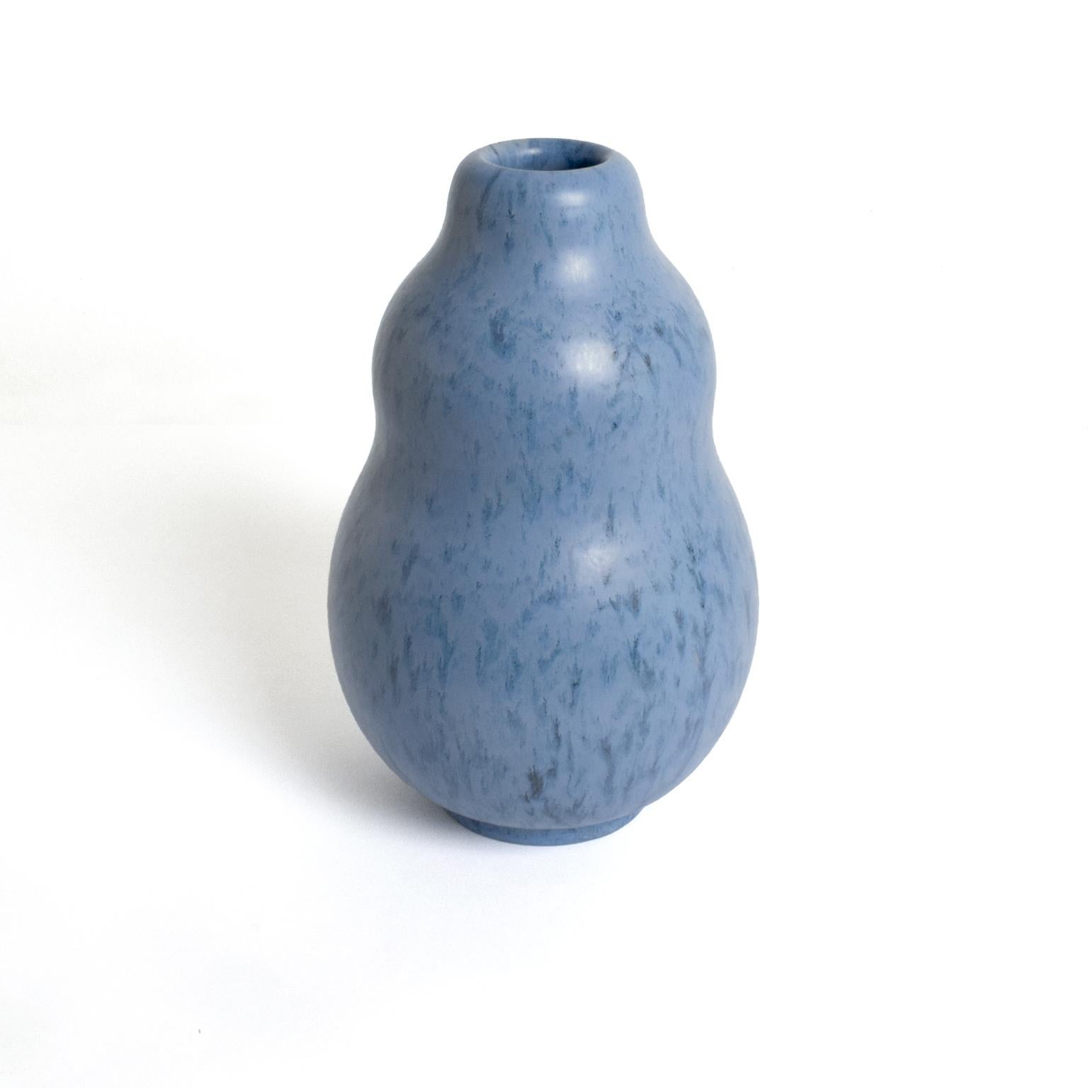 Glazed Vicke Lindstrand Scandinavian Modern Blue Glaze Vase for Upsala Ekeby