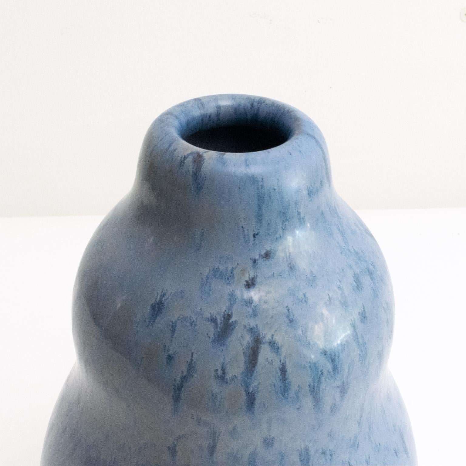 20th Century Vicke Lindstrand Scandinavian Modern Blue Glaze Vase for Upsala Ekeby