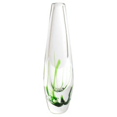 Vintage Vicke Lindstrand Scandinavian Modern "Seaweed" Glass Vase for Kosta