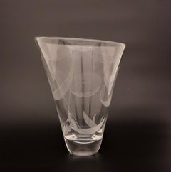 Vicke Lindstrand Vase en verre d'art Kosta signé, design suédois du milieu du siècle dernier
