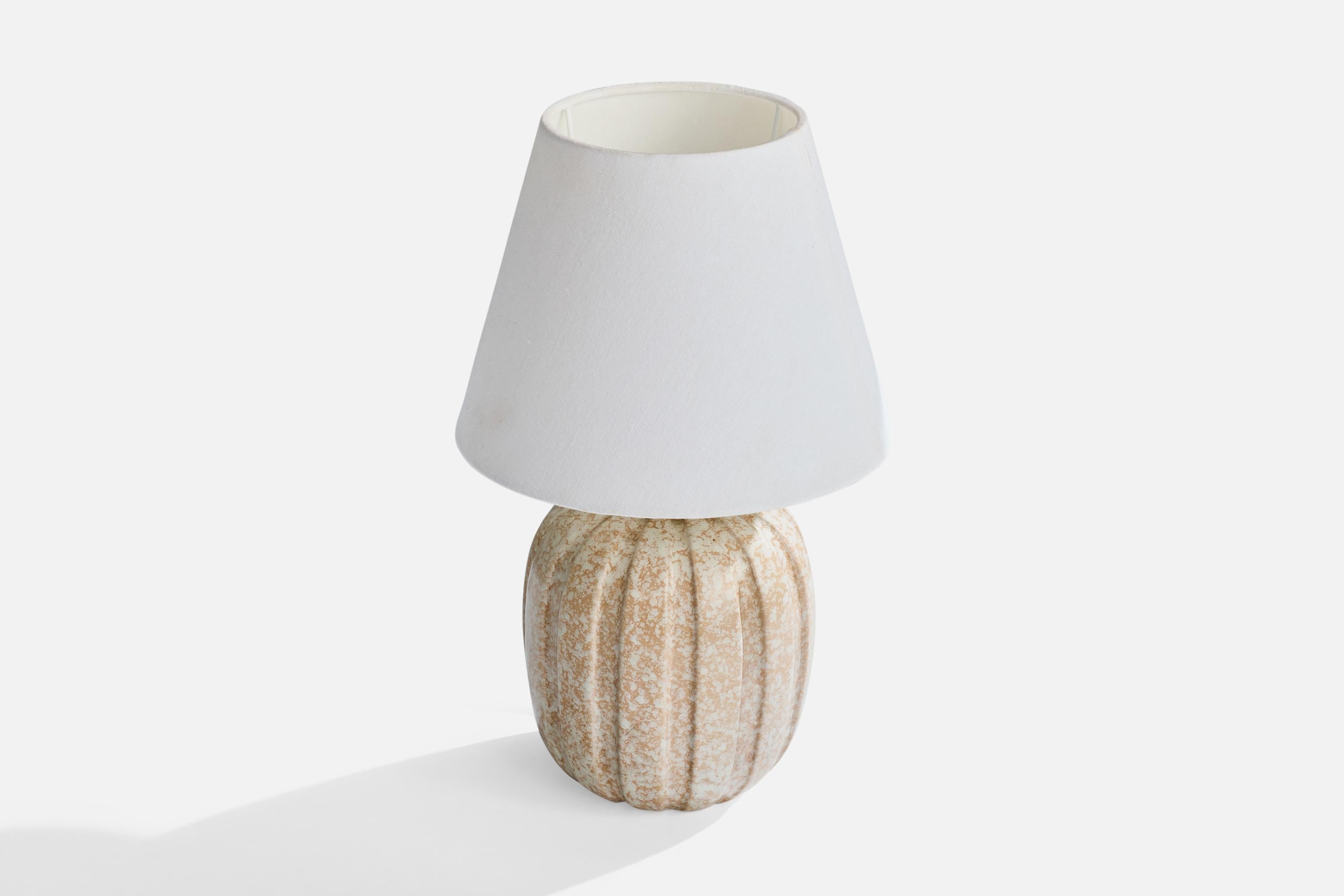 Vicke Lindstrand, Lámpara de mesa, cerámica, latón, Suecia, años 30 Escandinavo moderno en venta