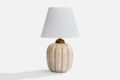 Vicke Lindstrand, Tischlampe, Keramik, Messing, Schweden, 1930er Jahre