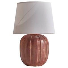 Vicke Lindstrand, Table Lamp, Earthenware, Brass, Sweden, 1930s