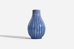 Vicke Lindstrand, Vase, faïence bleue émaillée, Upsala-Ekeby, Suède, années 1940