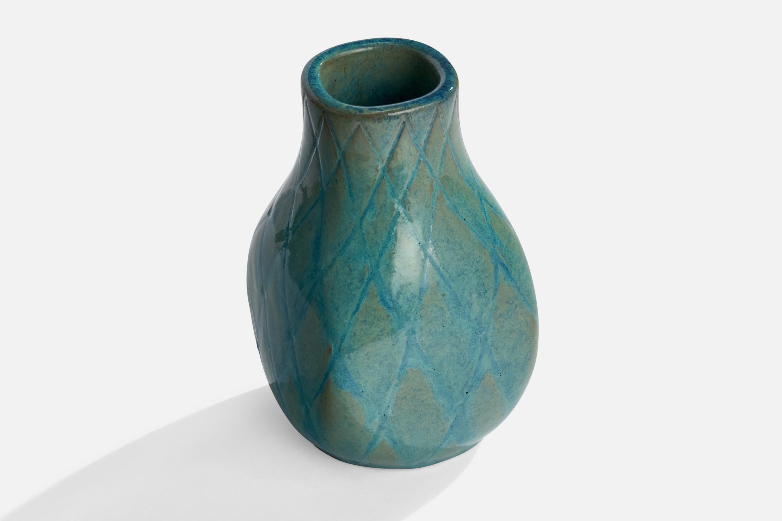 Suédois Vicke Lindstrand, Vase, faïence, Suède, années 1930 en vente