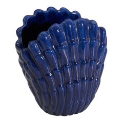 Vase von Vicke Lindstrand, blau glasiertes Steingut, Upsala-Ekeby, Schweden, 1940er Jahre