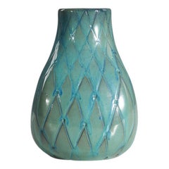 Vicke Lindstrand, Jarrón, loza vidriada verde, Upsala Ekeby, Suecia, década de 1940