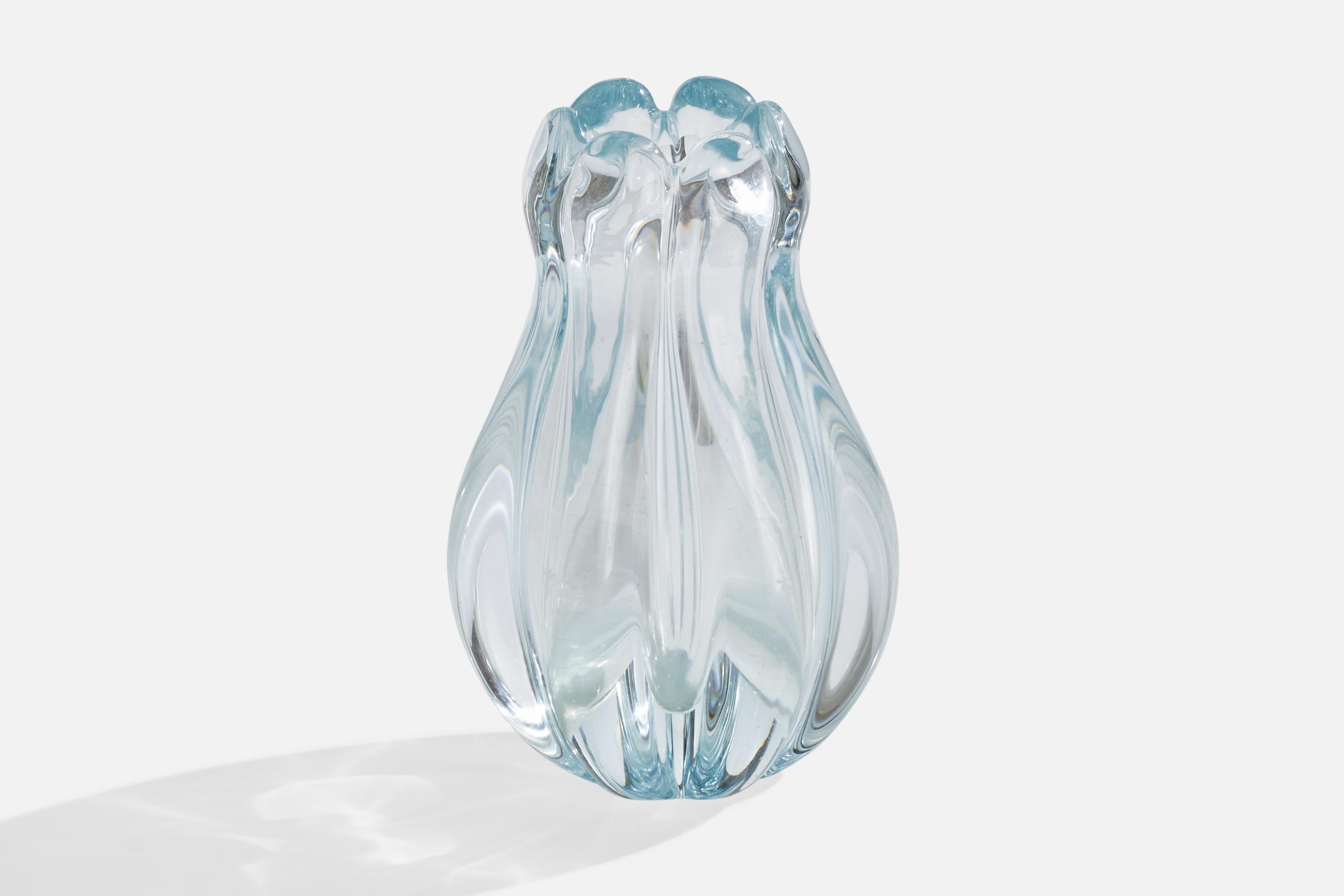 Organische Vase aus geblasenem Glas, Modell Stella Polaris, entworfen von Vicke Lindstrand und hergestellt von Orrefors, Schweden, um 1940.