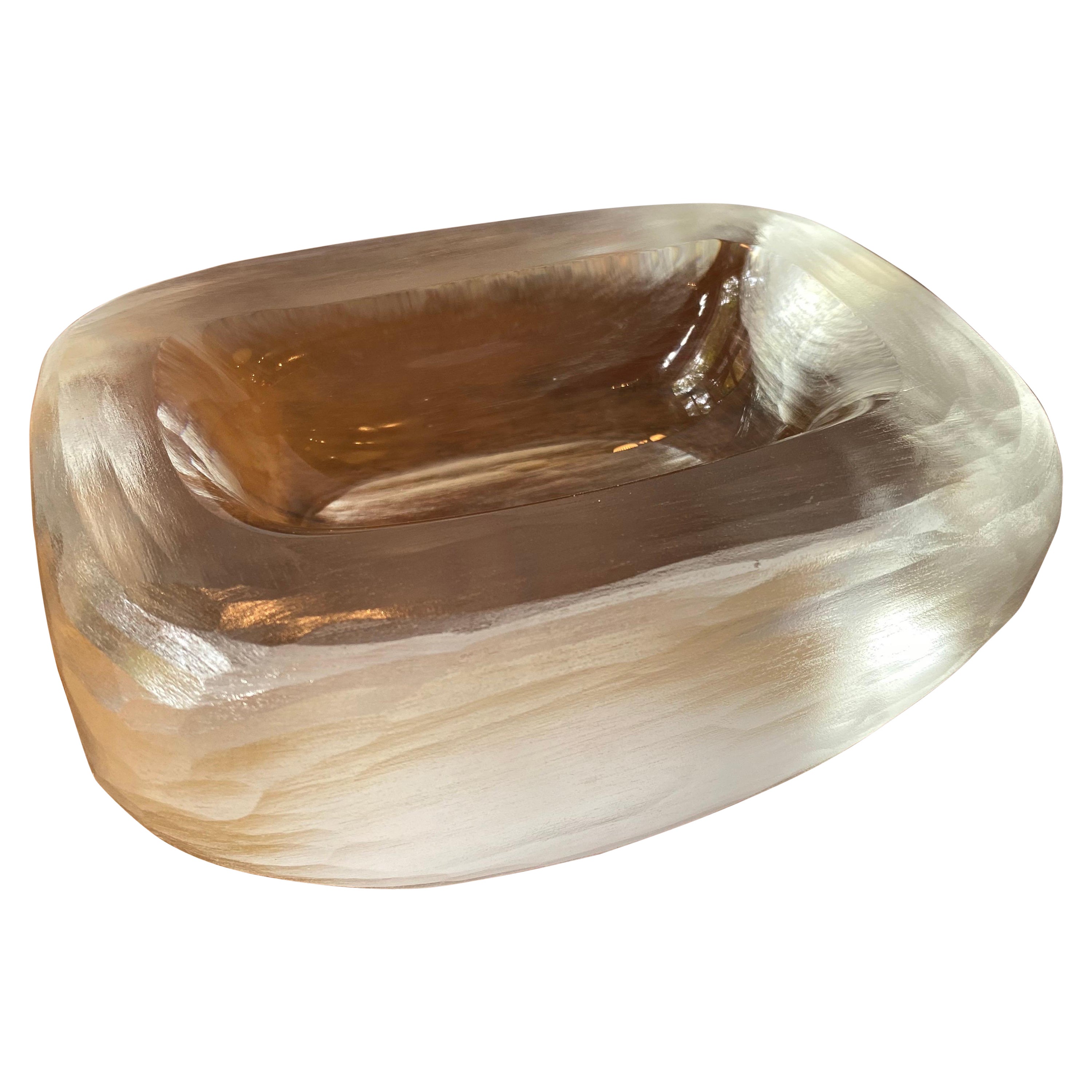 Vicke Lindstrom Hand-Chiseled Art Glass Bowl