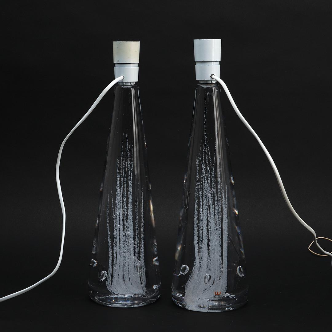 Suédois 2 lampes de table en verre signées Vicke Linstrand pour Kosta Suède, 1960 en vente
